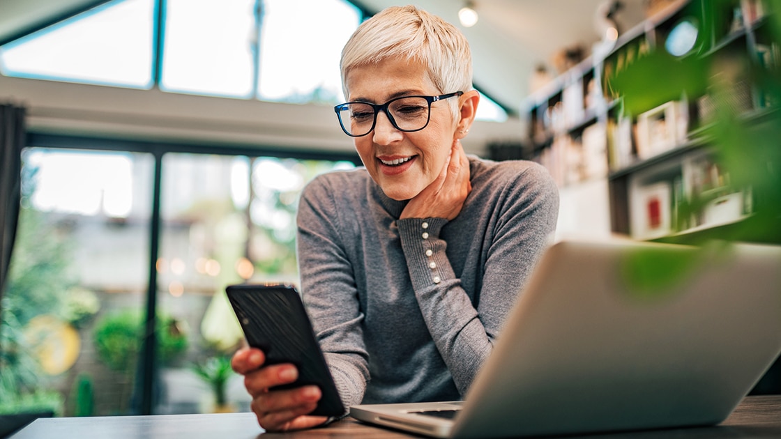 Woman completing Online Forms